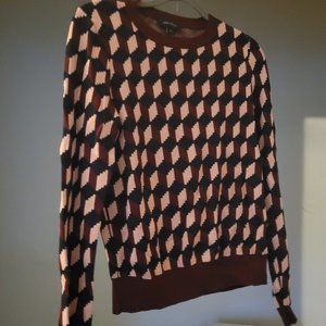 Ann Taylor patterned maroon, pink, navy sweater